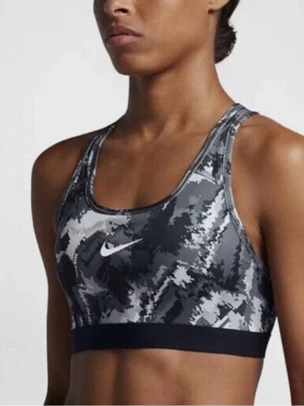 Nike Grey Black Camo Racerback Sports Bra